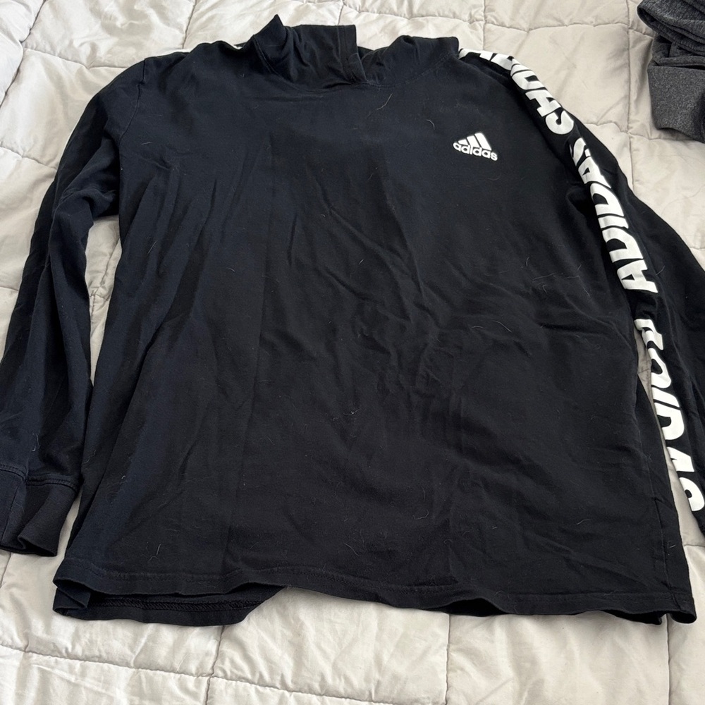 Adidas Black Long Sleeve Top with White Logo